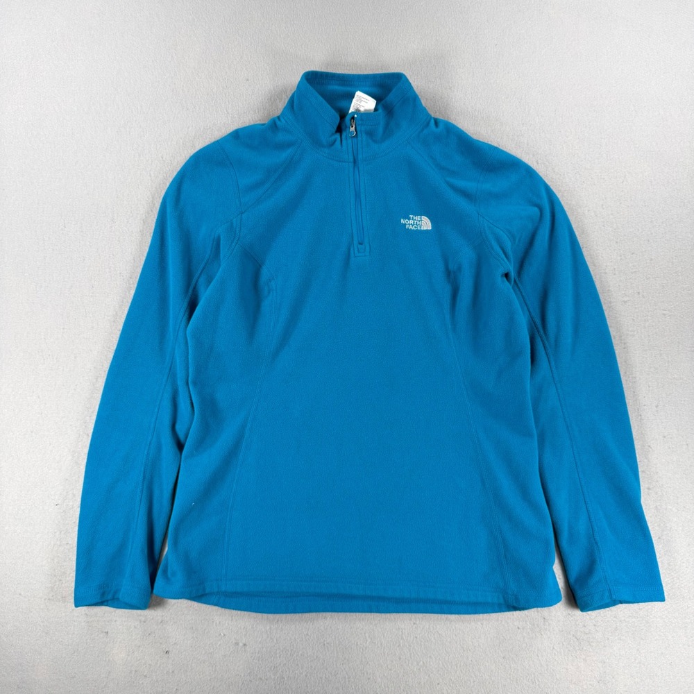 The North Face Womens TKA 100 Glacier Quarter Zip Fleece Pullover Blue Large